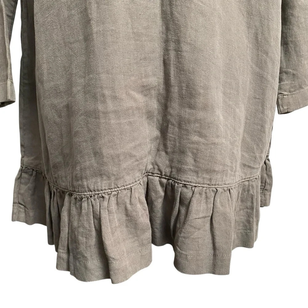 J.Jill Pure Jill Linen Open Front Ruffle Hem Cardigan Olive XS Petite - Picture 13 of 16